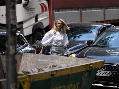 Yolanda Diaz, en una visita a la sede de Pimec de Barcelona.