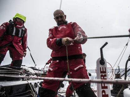 Xabi Fern&aacute;ndez, durante la &uacute;ltima etapa de la Volvo Ocean Race.