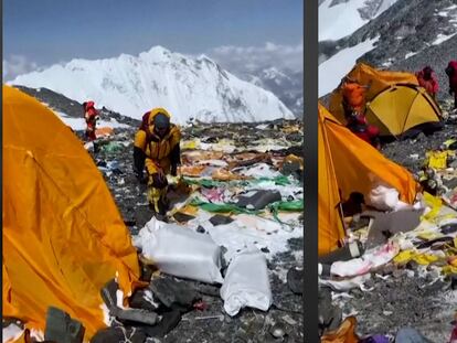 Imágenes del Everest difundidas en redes sociales por un alpinista nepalí.