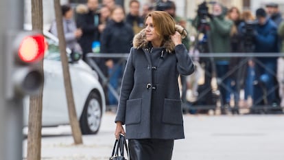 María Dolores de Cospedal, este martes en la Audiencia Nacional, en Madrid.