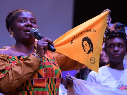 La activista colombiana y candidata a la vicepresidencia, Francia Marquez, durante un acto de campaña el 13 de marzo, en Bogotá.