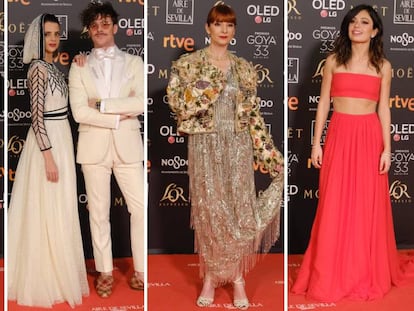 Rosalía, Macarena Gómez y Aldo Comas, Najwa Nimri y Anna Castillo, en los Premios Goya 2019.