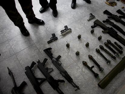 Armas confiscadas durante un operativo en Reynosa (México).