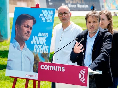 El número uno de Comuns en las elecciones europeas, Jaume Asens, durante el acto de presentación de su lema de campaña en Santa Coloma de Gramenet