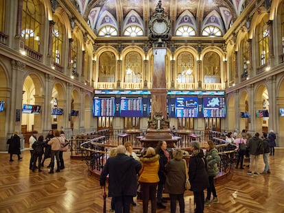 Patio de operaciones de la Bolsa de Madrid.