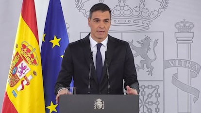 Declaración institucional del presidente del Gobierno, Pedro Sánchez, en La Moncloa.