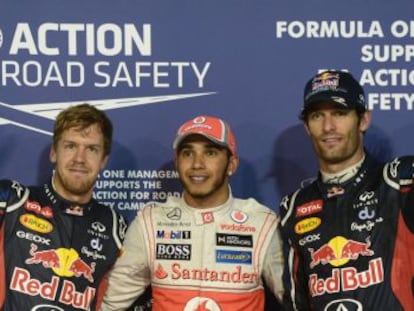 Vettel, Hamilton y Webber celebran sus tiempos