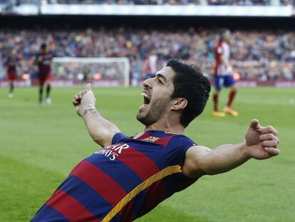 Luis Su&aacute;rez celebra su gol ante el Atl&eacute;tico.