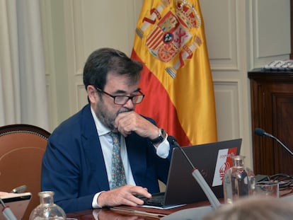 El nuevo presidente suplente del Consejo General del Poder Judicial, el catedrático Vicente Guilarte, en un pleno del 19 de julio.