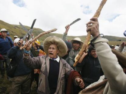 Manifestación contra el proyecto minero Conga.