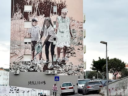 Un mural artístico en el barrio de Zambujal, donde residía el caboverdiano que murió tiroteado por la policía.