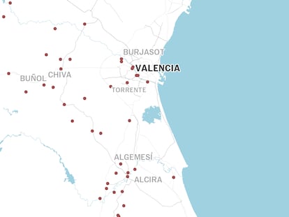 Consulte el mapa de las carreteras cortadas por la dana