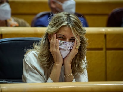 Yolanda Díaz en una sesión de control al Gobierno celebrada en noviembre en el Senado.