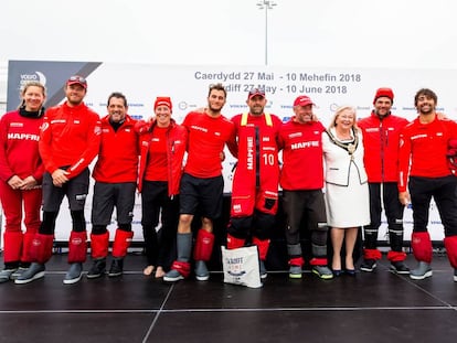 El equipo MAPFRE en su llegada a Cardiff.