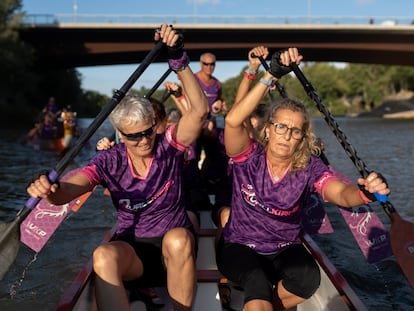 Entrenamiento de las Vallkirias en el río Pisuerga, en una imagen tomada la semana pasada.