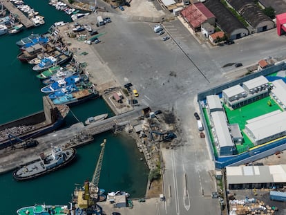 Centro para migrantes en el puerto de Shengjin, en el noroeste de Albania, en julio.