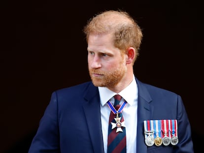 El príncipe Enrique durante el servicio del décimo aniversario de la Fundación Invictus Games en la catedral de San Pablo, el 8 de mayo de 2024 en Londres.