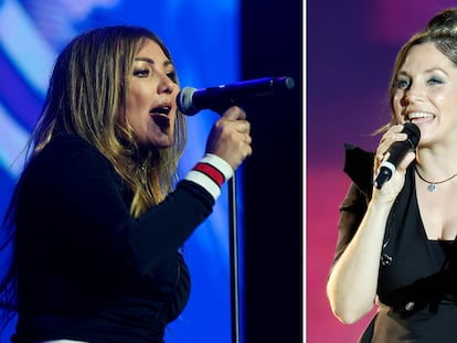 Amaia Montero (a la izquierda), y Leire Martínez, las sucesivas cantantes de La Oreja de Van Gogh.