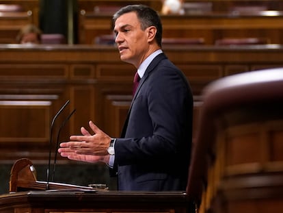 El presidente del Gobierno, Pedro Sánchez, en el Congreso de los Diputados.