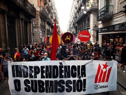 La organización juvenil Arran, durante una manifestación por la Diada en 2022.