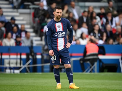 Leo Messi, jugador del PSG, en el último partido de Liga, contra el Lorient, el domingo.