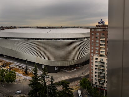 (25-04-24) Obras del estadio Santiago Bernabéu,  en el Paseo de la Castellana, Madrid.