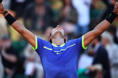 Nadal celebra su victoria frente a Thiem