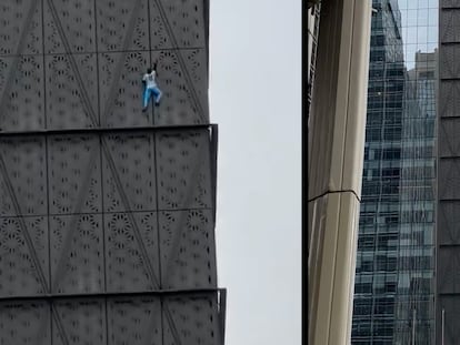 Marcin Banot en la Torre Globant de Retiro en Buenos Aires el 11 de junio 2024, en un video de redes sociales.