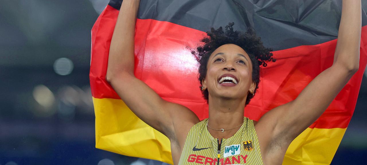 Die deutsche Weitspringerin Malaika Mihambo bei der Leichtathletik-EM in Rom.