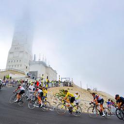 Das Peloton auf dem Mont Ventoux