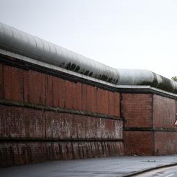 Eine Mauer zum Liverpool-Gefängnis in Liverpool (Großbritannien)