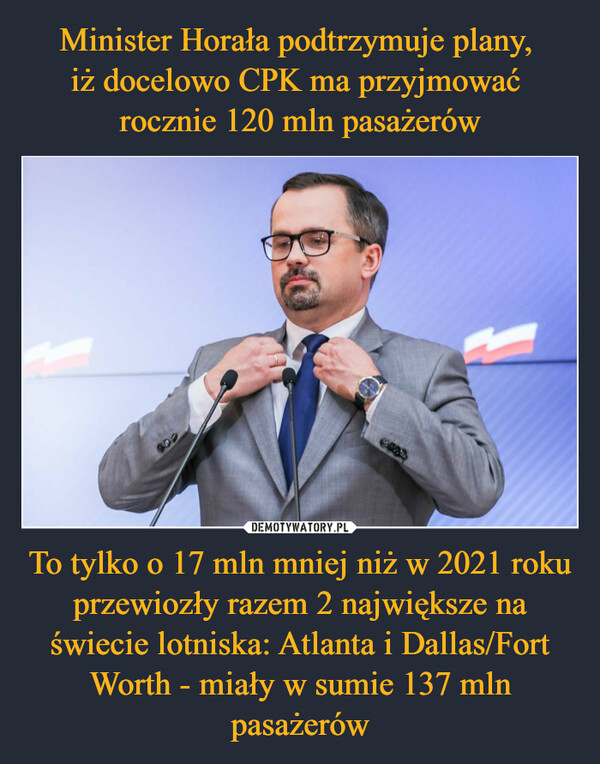 To tylko o 17 mln mniej niż w 2021 roku przewiozły razem 2 największe na świecie lotniska: Atlanta i Dallas/Fort Worth - miały w sumie 137 mln pasażerów –  