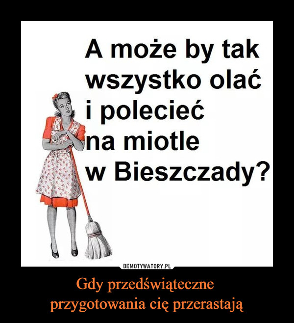 Gdy przedświąteczne przygotowania cię przerastają –  A może by tak wszystko olać i polecieć na miotle w Bieszczady?