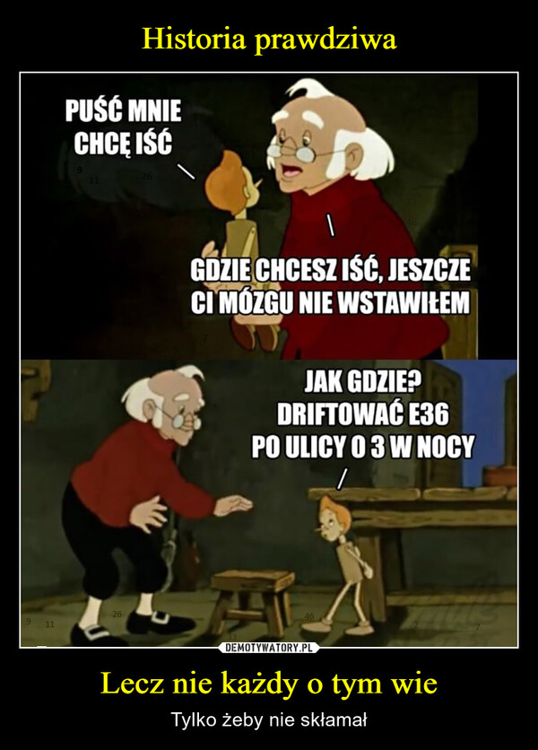 Lecz nie każdy o tym wie – Tylko żeby nie skłamał 9 11PUŚĆ MNIECHCE IŚĆ11262633GDZIE CHCESZ IŚĆ. JESZCZECI MÓZGU NIE WSTAWIŁEMJAK GDZIE?DRIFTOWAĆ E36PO ULICY O 3 W NOCY3346