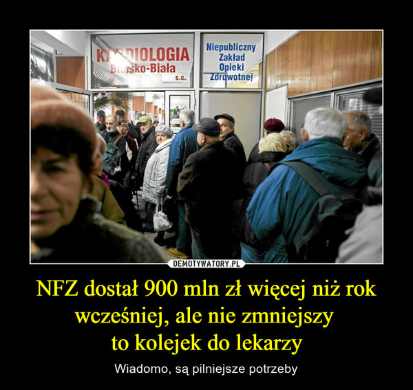 NFZ dostał 900 mln zł więcej niż rok wcześniej, ale nie zmniejszy to kolejek do lekarzy – Wiadomo, są pilniejsze potrzeby 