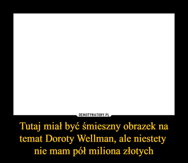 Tutaj miał być śmieszny obrazek na temat Doroty Wellman, ale niestety nie mam pół miliona złotych –  