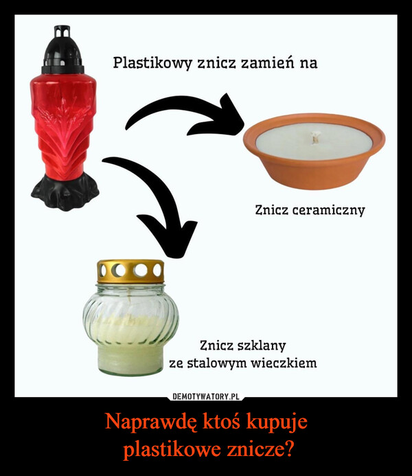 Naprawdę ktoś kupuje plastikowe znicze? –  Plastikowy znicz zamień naZnicz ceramicznyZnicz szklanyze stalowym wieczkiem