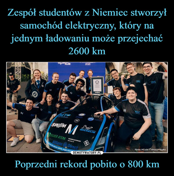 Poprzedni rekord pobito o 800 km –  KVAZANZLAB2023MTSWIM MSILVER ATENAAllianz Directer byelechic whick single charge (non-solarRONDE&SCHWARZSPN MENTAMICHELIN1: 2573.79kmPhoto: MCubeViktoriya Zayika