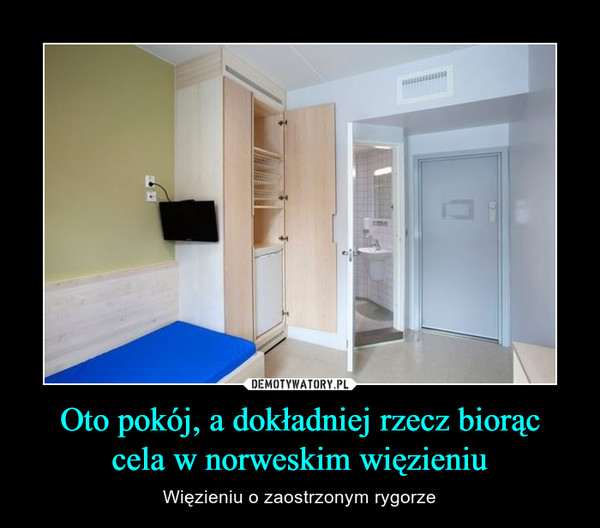 Oto pokój, a dokładniej rzecz biorąccela w norweskim więzieniu – Więzieniu o zaostrzonym rygorze 