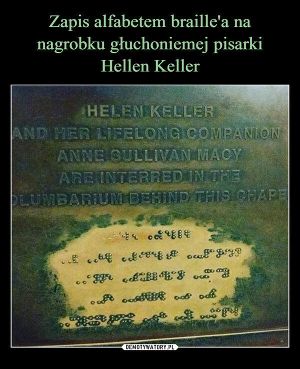  –  HELEN KELLERAND HER LIFELONG COMPANIONANNE SULLIVAN MACYARE INTERRED IN THEOLUMBARIUM BEHIND THIS CHAPE૯૬ ૦૯૧૬૬ E00do aas gry08900