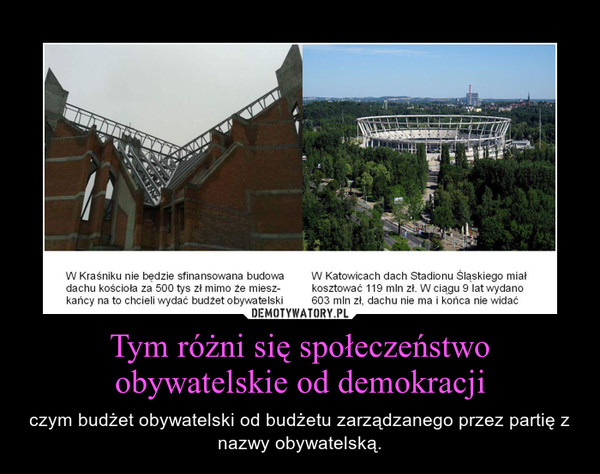 Tym różni się społeczeństwo obywatelskie od demokracji – czym budżet obywatelski od budżetu zarządzanego przez partię z nazwy obywatelską. 