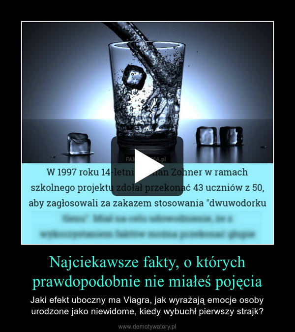 Najciekawsze fakty, o którychprawdopodobnie nie miałeś pojęcia – Jaki efekt uboczny ma Viagra, jak wyrażają emocje osoby urodzone jako niewidome, kiedy wybuchł pierwszy strajk? 