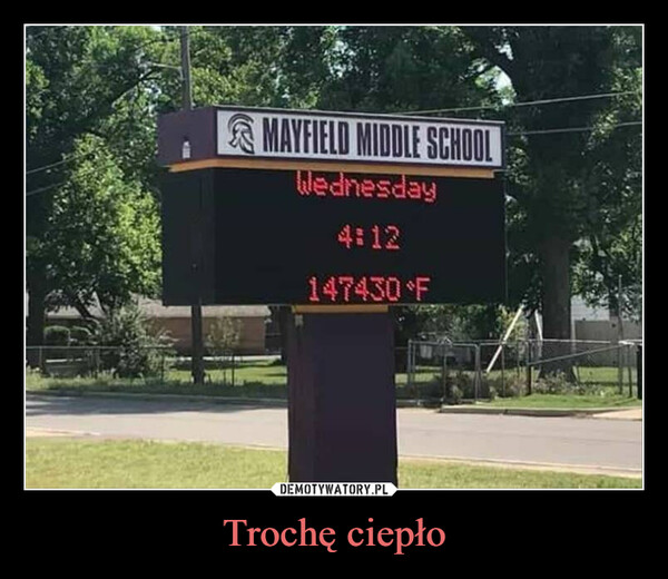 Trochę ciepło –  MAYFIELD MIDDLE SCHOOLWednesday4:12147430 F