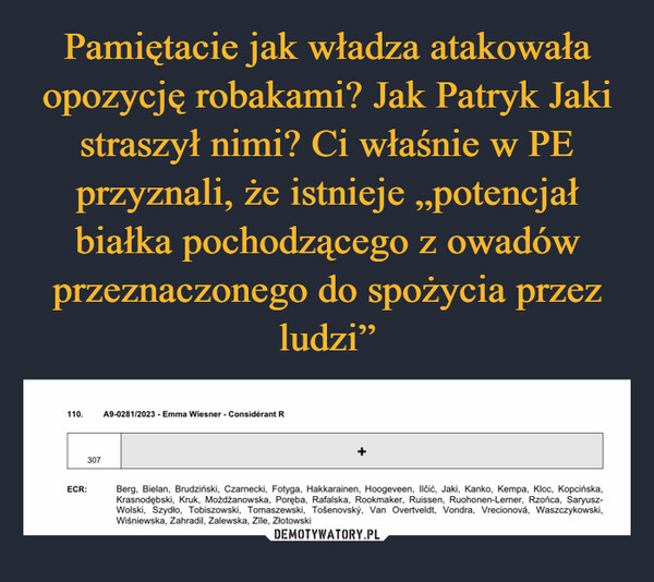  –  110.307ECR:A9-0281/2023 - Emma Wiesner - Considérant RBerg, Bielan, Brudziński, Czarnecki, Fotyga, Hakkarainen, Hoogeveen, Ilčić, Jaki, Kanko, Kempa, Kloc, Kopcińska,Krasnodębski, Kruk, Możdżanowska, Poręba, Rafalska, Rookmaker, Ruissen, Ruohonen-Lerner, Rzońca, Saryusz-Wolski, Szydło, Tobiszowski, Tomaszewski, Tošenovský, Van Overtveldt, Vondra, Vrecionová, Waszczykowski,Wiśniewska, Zahradil, Zalewska, Zīle, Złotowski