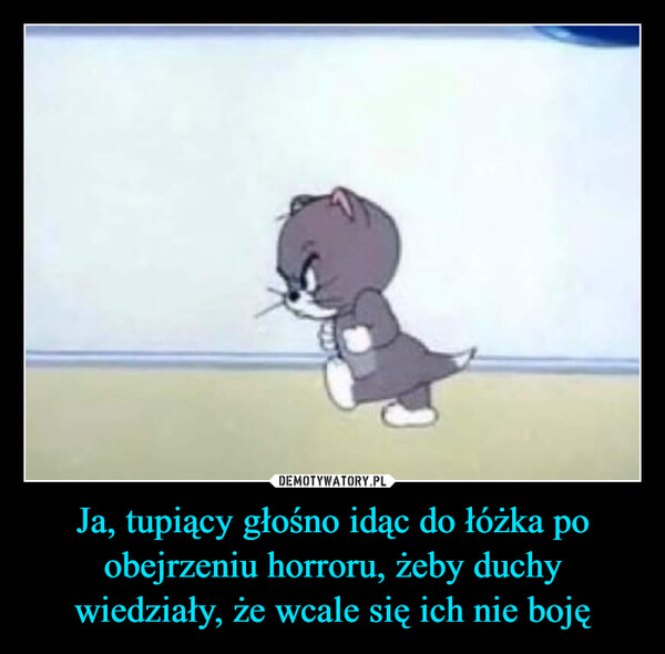 Ja, tupiący głośno idąc do łóżka po obejrzeniu horroru, żeby duchy wiedziały, że wcale się ich nie boję –  