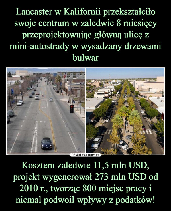 Kosztem zaledwie 11,5 mln USD, projekt wygenerował 273 mln USD od 2010 r., tworząc 800 miejsc pracy i niemal podwoił wpływy z podatków! –  IN