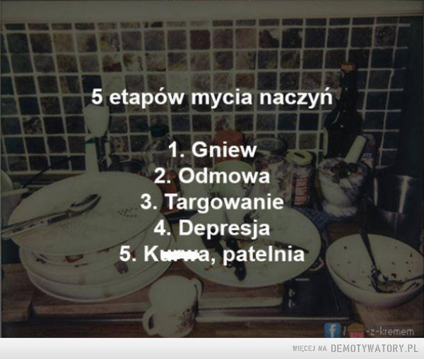 5 etapów mycia naczyń: –  