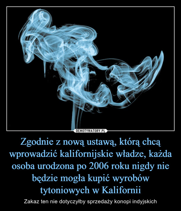 Zgodnie z nową ustawą, którą chcą wprowadzić kalifornijskie władze, każda osoba urodzona po 2006 roku nigdy nie będzie mogła kupić wyrobów tytoniowych w Kalifornii – Zakaz ten nie dotyczyłby sprzedaży konopi indyjskich 