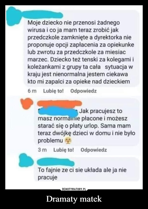 Dramaty matek –  moje dziecko nie przenosi  żadnego wirusa