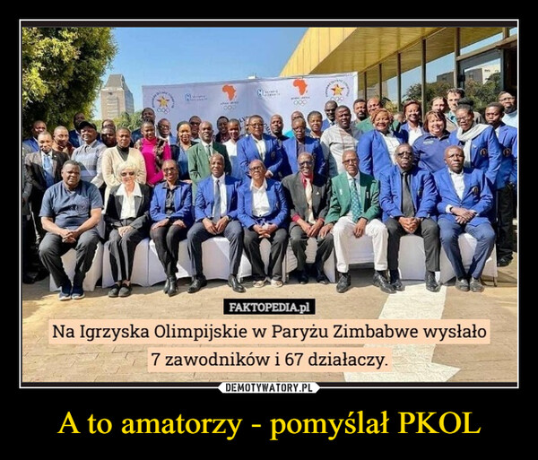 A to amatorzy - pomyślał PKOL –  200000FAKTOPEDIA.plNa Igrzyska Olimpijskie w Paryżu Zimbabwe wysłało7 zawodników i 67 działaczy.